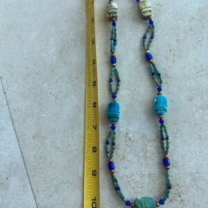 Boho turquoise beaded necklace